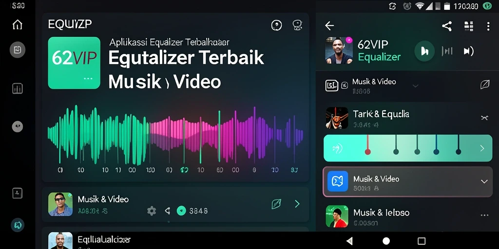 Screenshot aplikasi 62VIP menampilkan antarmuka intuitif Equalizer.